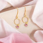 Twisted Gold Plated Circle Mini Birthstone Earrings, thumbnail 4 of 9