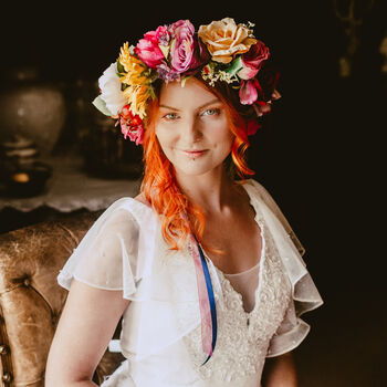 The Florence Colourful Vintage Hair Wreath For A Bride, 8 of 12