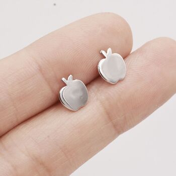Apple Stud Earrings In Sterling Silver, 2 of 9