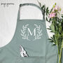 Olive Leaf Gardening Apron Personalised With Initial, thumbnail 3 of 5