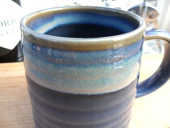 Individual Reactive Glaze Brûlée Mug In Denim Glaze, 2 of 12