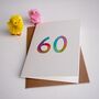 Handmade 60th / Any Age Watercolour Birthday Card, thumbnail 1 of 7