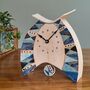 Pottery Large Mantel Clock In Blue Triangle Pattern, thumbnail 1 of 8