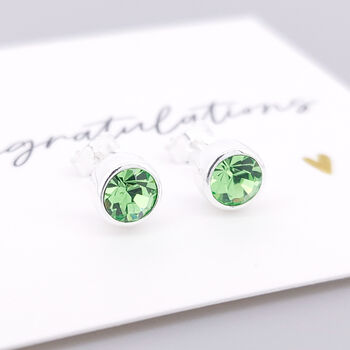 Sterling Silver August Peridot Birthstone Stud Earrings, 3 of 6