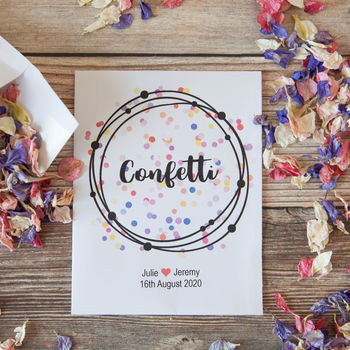 10 Personalised Colourful Confetti Packets, 2 of 5