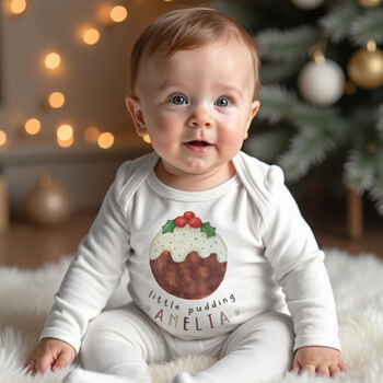 Little Pudding Personalised Baby's First Christmas Outfit, 2 of 5