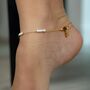 Golden Brass White Pearl Foot Payal Anklet, thumbnail 1 of 5