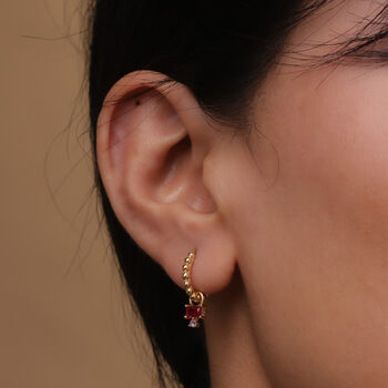 18 K Gold Plated Pink Crystal Earrings, 3 of 11