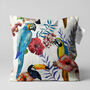 Cushion Cover With Parrots And Multicoloured Floral, thumbnail 1 of 7