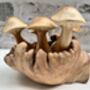 Handcrafted Wavy Cup Mushroom Sculpture Ornament On Natural Teak Root, thumbnail 4 of 5