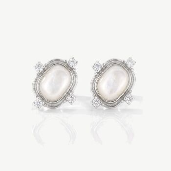 Sterling Silver Pearl Oval Stud Earrings, Women's Jewellery, 2 of 3