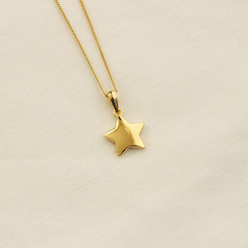 Solid Star Necklace 18ct Gold Plated Or Sterling Silver, 2 of 5