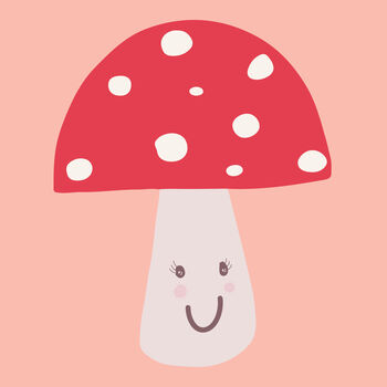 Red Toadstool Bright Colours Kids Art Print, 3 of 5