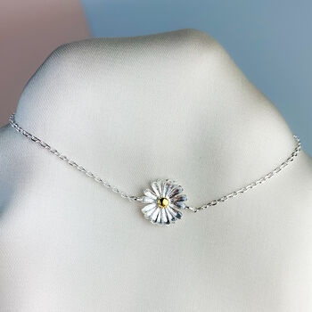 Sterling Silver Daisy Charm Bracelet, 3 of 4