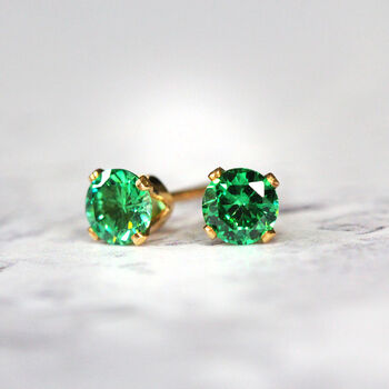 Teal Green Crystal Stud Earrings In Gold Or Silver, 2 of 11