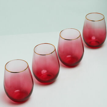 G Decor Set Of Four Monroe Ribbed Ombre Tumbler Glasses, 5 of 5