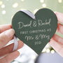 First Married Christmas Wooden Heart Tree Decoration, thumbnail 2 of 12