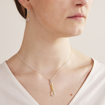 Stirrup Pendant , Earring Set , Silver +18 Ct Gold, 2 of 2