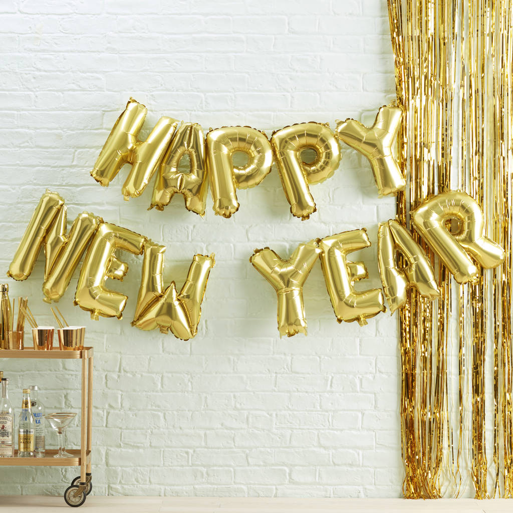 Gold Foiled Happy New Year Balloon Bunting, 1 of 3