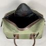 Olive Green Canvas Weekend Holdall With Leather Trim, thumbnail 7 of 8