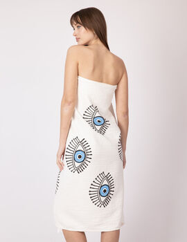 White With Blue Eye Organic Cotton Peshtemal Towel, 3 of 5