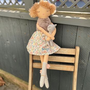Personalised Rag Doll Holding Teddy, 3 of 4