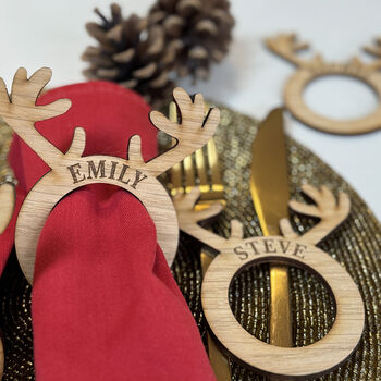 Personalised Reindeer Antler Napkin Rings, 6 of 10