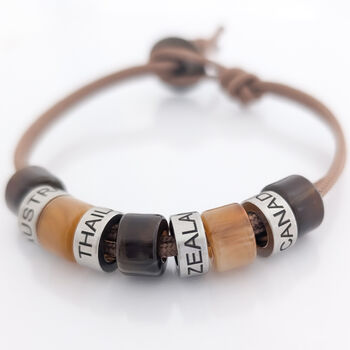 Personalised Beaded Bracelet With Engraved Rings – Custom Travel Bracelet, Memory Keepsake Gift For Him, 3 of 9
