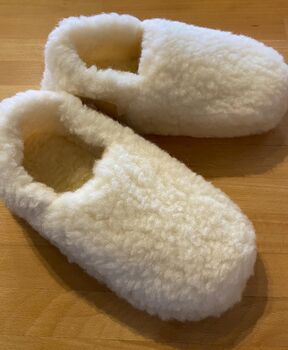 100% Siberian Wool Slippers In Natural, 3 of 4
