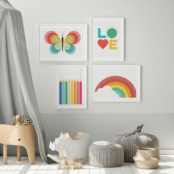 Rainbow Striped Butterfly Art Print, 3 of 3