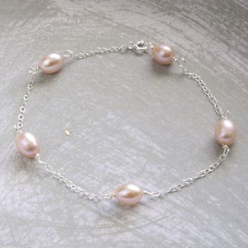 Pink Pearl Bridal Earrings And Necklace Set, 4 of 7