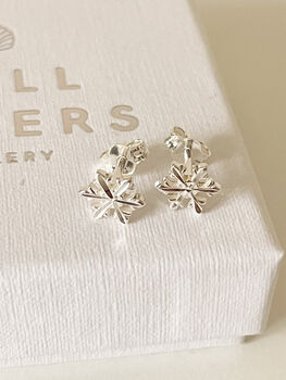 Sterling Silver Snowflake Stud Earrings, 5 of 7