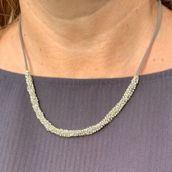 Grey Leather Trim Necklace And Bracelet Set, 9 of 10