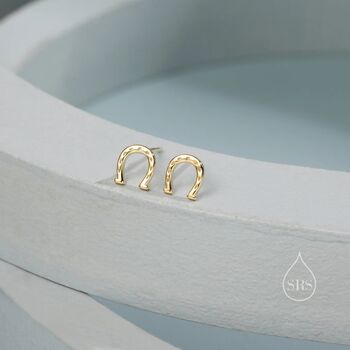 Tiny Horseshoe Stud Earrings In Sterling Silver, 4 of 10