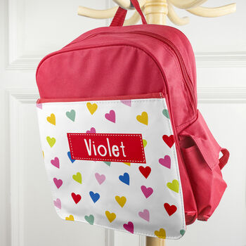 Personalised Girl's Patterned Red Rucksack, 3 of 12