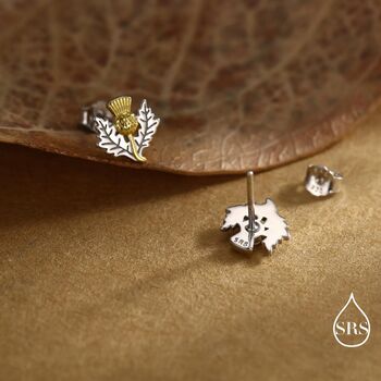 Thistle Flower Stud Earrings In Sterling Silver, 9 of 12