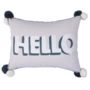 Embroidered Pom Pom 'Hello' Cushion, thumbnail 3 of 3