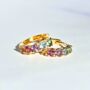 Rainbow Gemstone Huggie Hoop Earrings In Sterling Silver And Gold, thumbnail 8 of 11