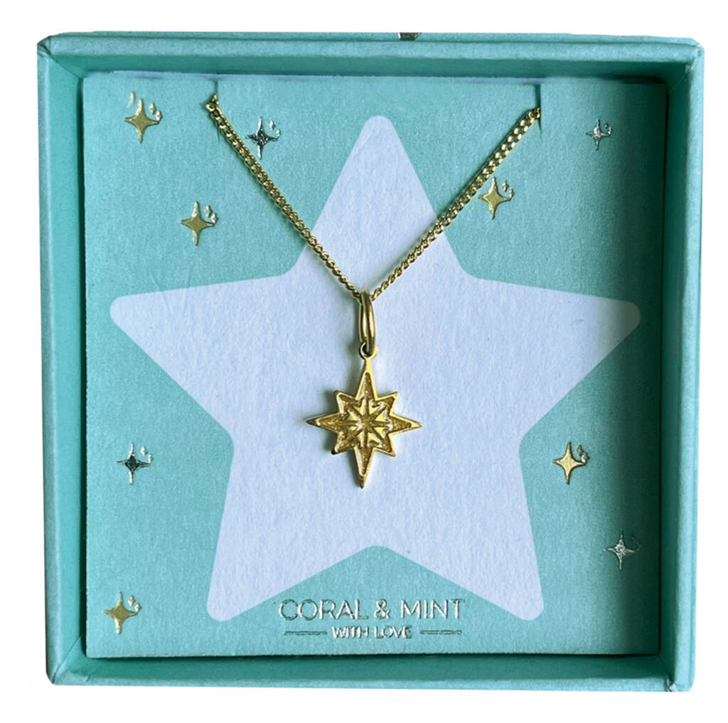 Christmas Edition Gold Compass Necklace, 1 of 2
