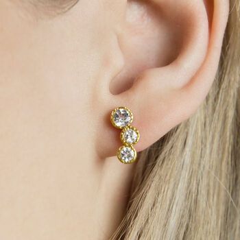 Topaz November Birthstone Rose/Gold Plate Stud Earrings, 4 of 5