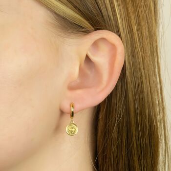 18ct Gold Plated Evil Eye Huggie Hoop Earrings, 4 of 9
