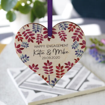 Happy Engagement Wooden Heart Decoration Gift, 3 of 12