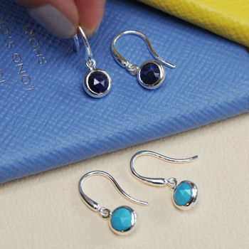 Birthstone Gemstone Hook Earrings In Sterling Silver, 3 of 8