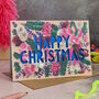 Happy Christmas Neon Floral Papercut Christmas Card, thumbnail 1 of 8