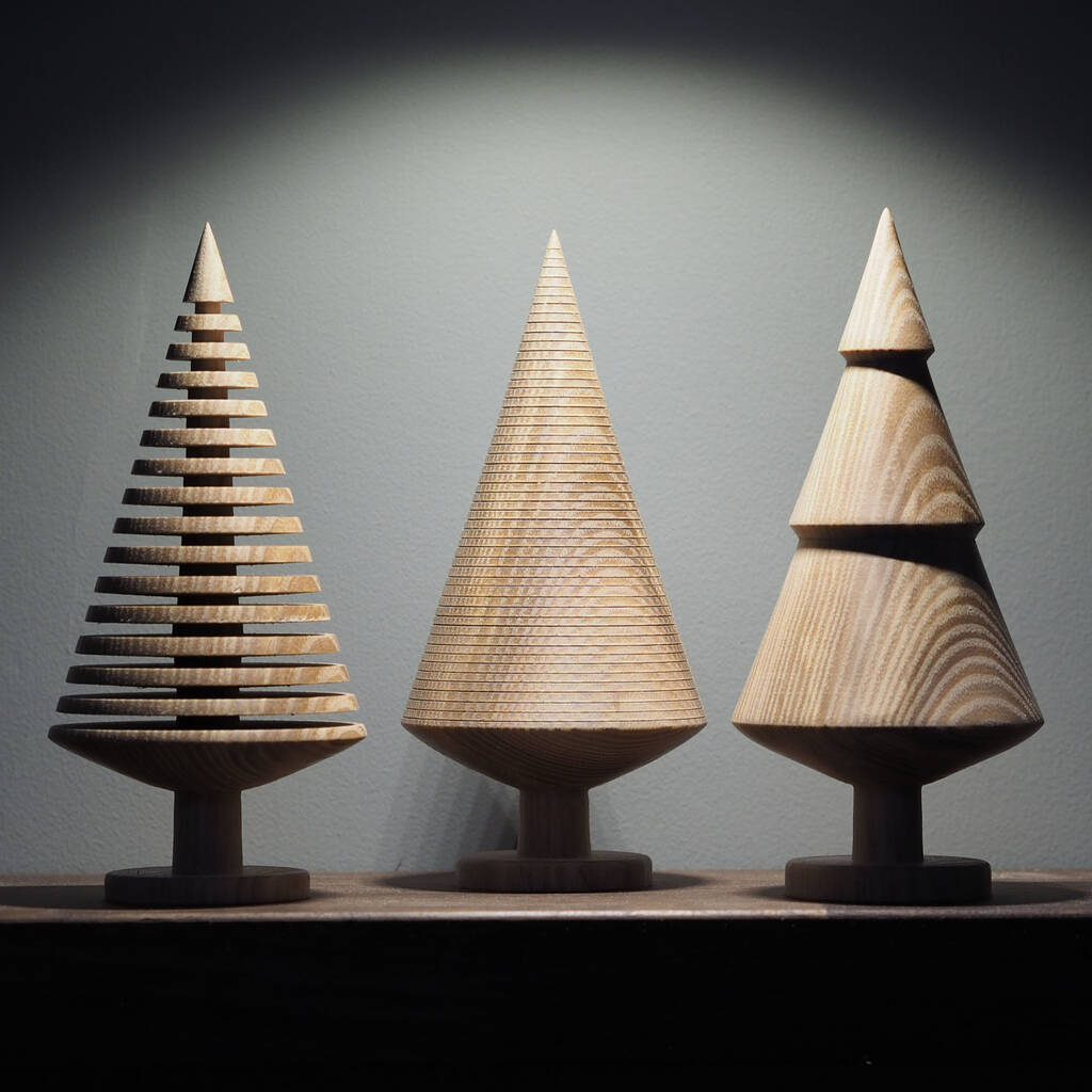 Set Of Three Handmade Wooden Christmas Tree Ornaments, 1 of 8