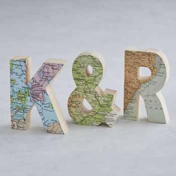 Set Of Wooden Map Letters Wedding Anniversary Gift, 5 of 12
