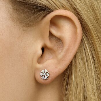 Sterling Silver Snowflake Stud Earrings, 5 of 8