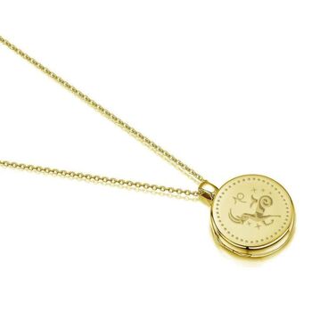 Personalised 18 K Gold Plated Round Zodiac Locket, 5 of 12