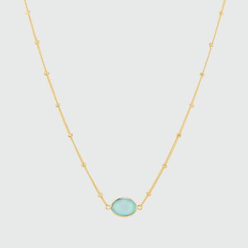 Pollara Aqua Chalcedony And Gold Plated Beaded Necklace, 3 of 4