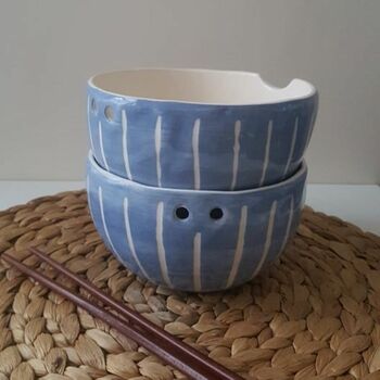 Handmade Blue Stripes Noodle Bowl, 10 of 11